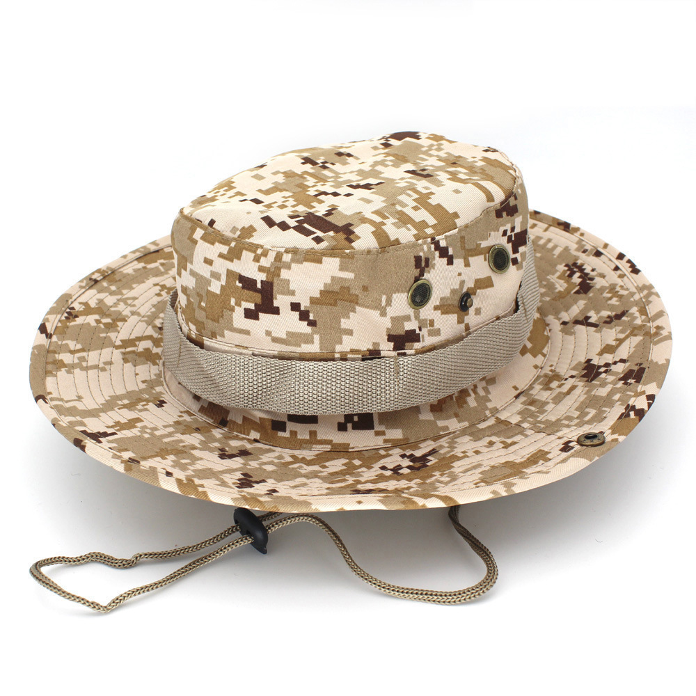 Camouflage Bucket Hat Summer Men Camo Boonie Hats Outdoor Hunting Hiking Fishing Climbing Fisherman Cap