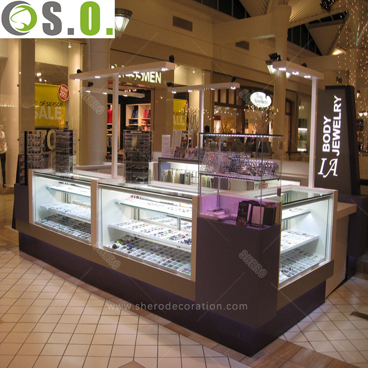 Free design jewelry kiosk with display table for shop mall