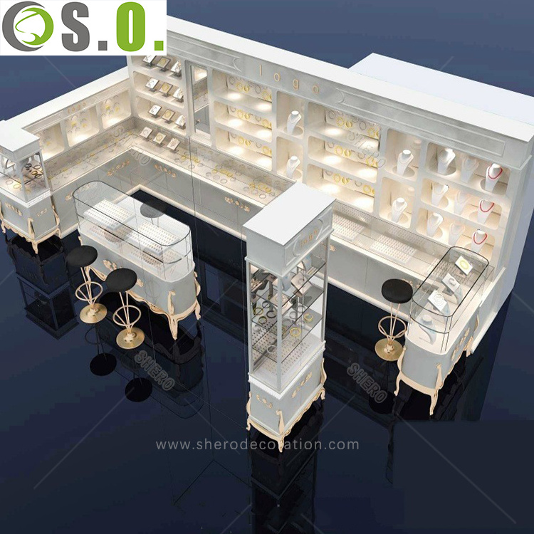 Free design jewelry kiosk with display table for shop mall