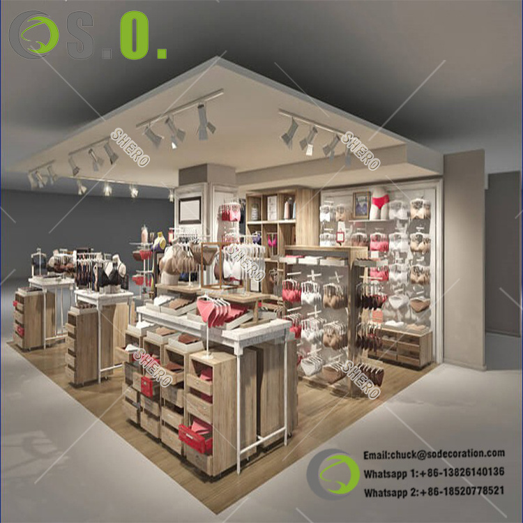 Shopping mall lingerie kiosk design with underwear showcase display counter