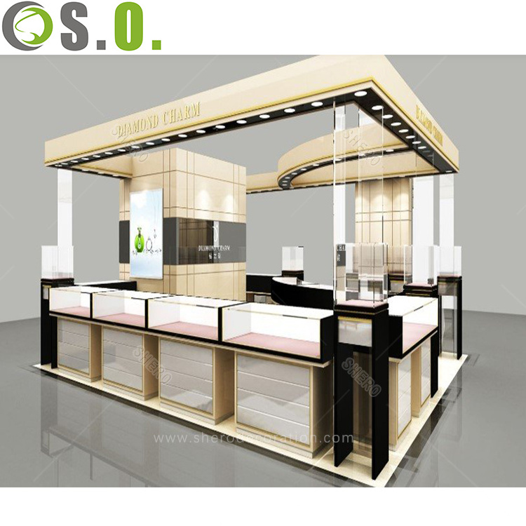 Free design jewelry kiosk with display table for shop mall