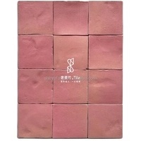 Factory supply pink square Moroccan style handmade tiles 10cm*10cm rustic bathroom kitchen small wall tiles