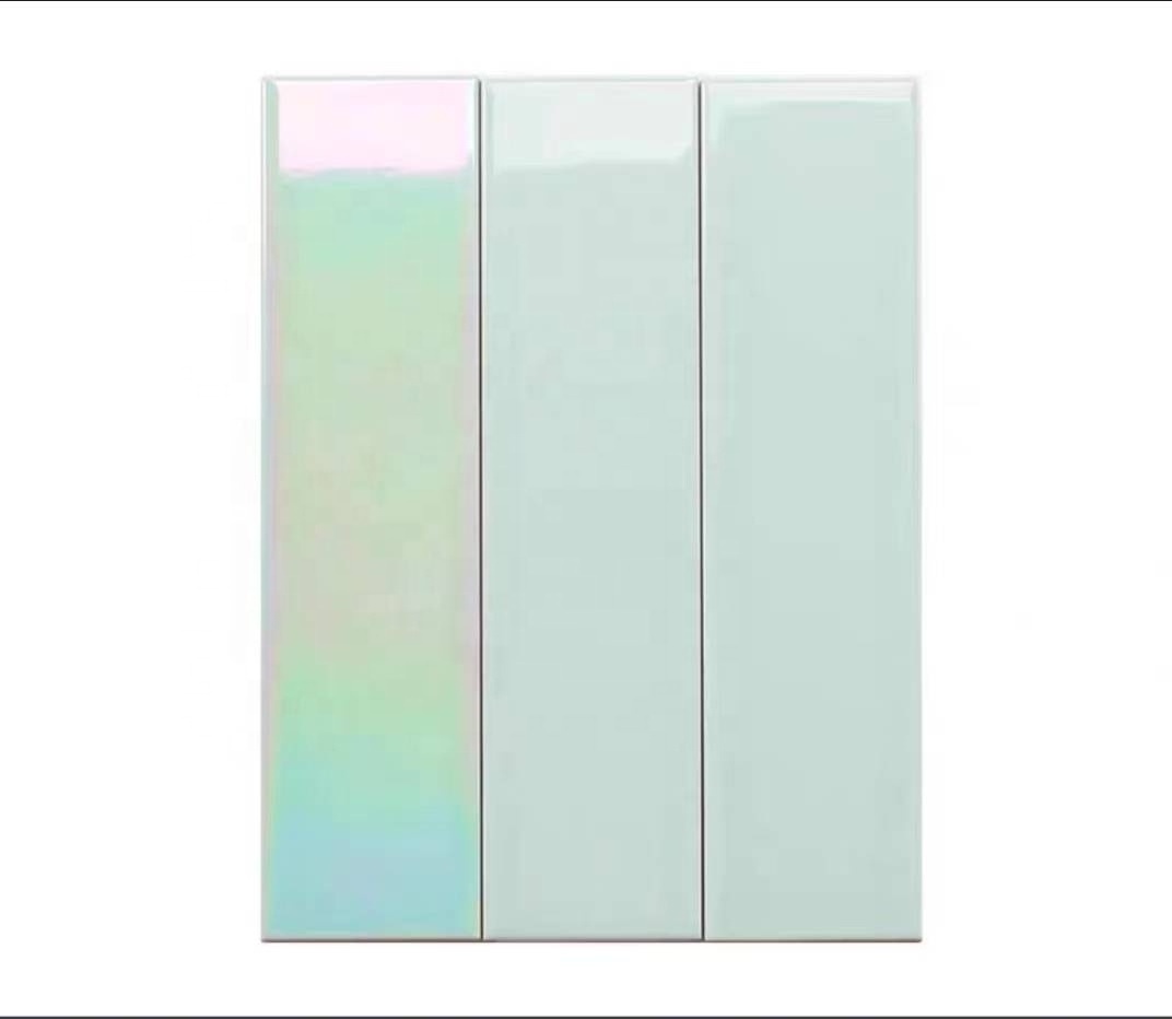 European 65*265 Rainbow Iridescent Glazed Backsplash Tiles Kitchen Luxury Green Ceramic Bathroom Wall Subway Tiles