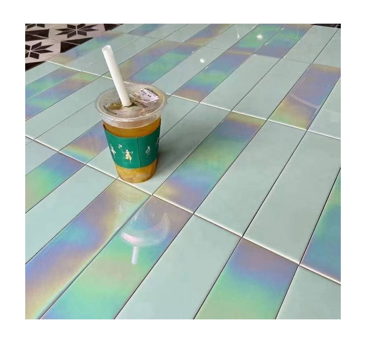 European 65*265 Rainbow Iridescent Glazed Backsplash Tiles Kitchen Luxury Green Ceramic Bathroom Wall Subway Tiles