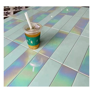 European 65*265 Rainbow Iridescent Glazed Backsplash Tiles Kitchen Luxury Green Ceramic Bathroom Wall Subway Tiles