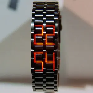 HOT SALE Couple Fashion Stainless Steel LED Digital Quartz Bracelet Wristwatch Metal Bracelet Quartz Watch Bracelets For Men