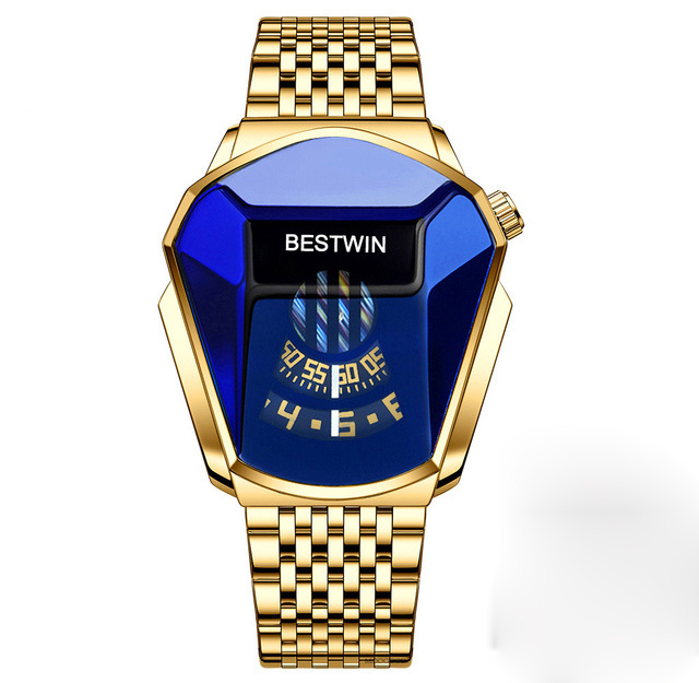 BESTWIN 6615 For Men And Women Brand Luxury Gold Wristwatch Waterproof Geometric Shape Quartz Watches