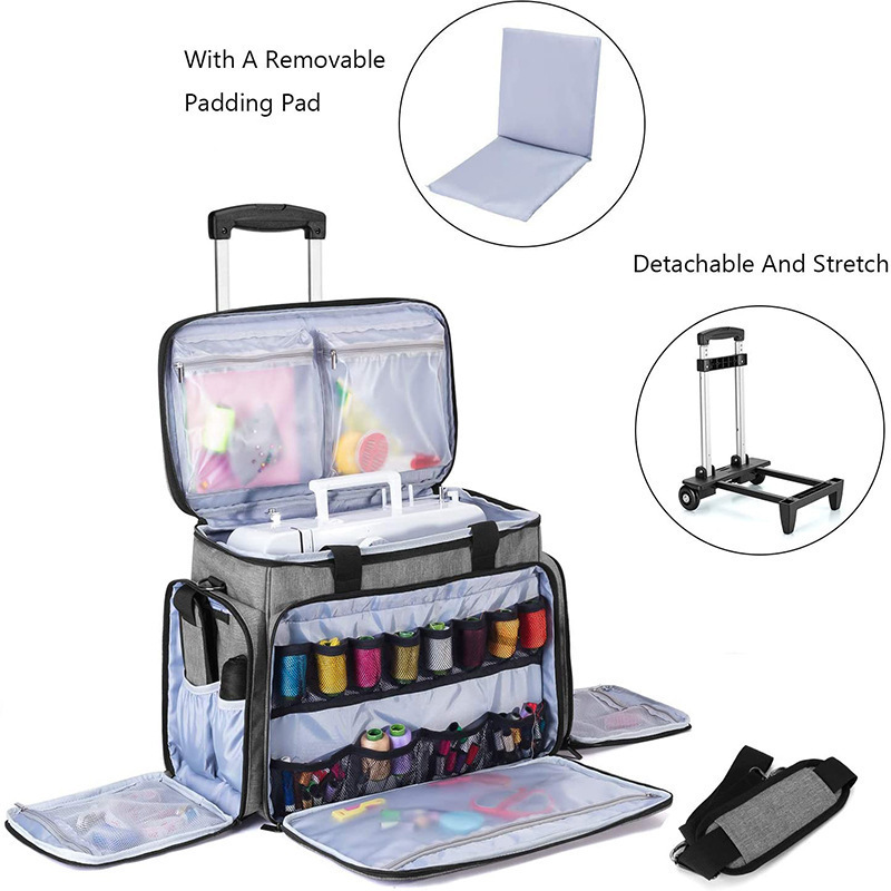 Rolling Sewing Machine carry bag Detachable Trolley storage bag Carry Bag