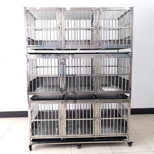 HF three layers animal vet pet cages & houses veterinary dog cage stainless dog kennels cages