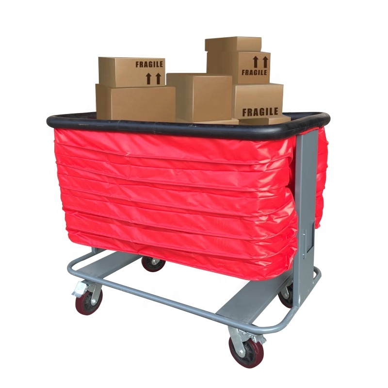 Warehouse shopping mall hospital goods carrier folding portable quiet flat trolley Customization