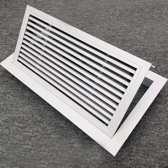 HVAC system linear slot air grille with obd air louver