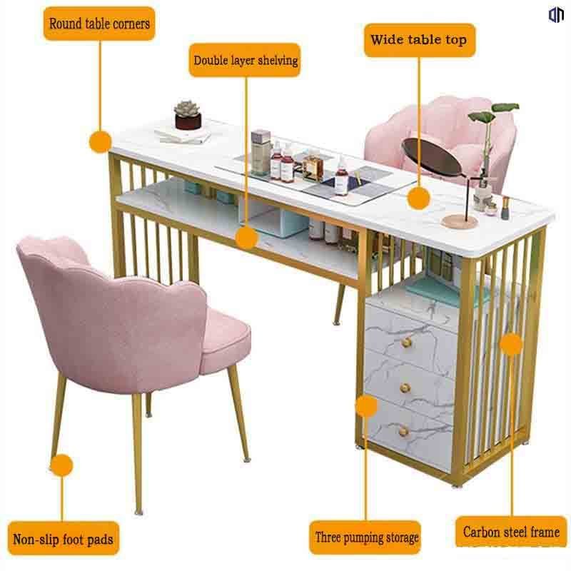 Fengxiang1987 Nice Nails Bar Station Salon Furniture Wood Nail Tables Nail Desk Manicure Table with Chair Modern Customized