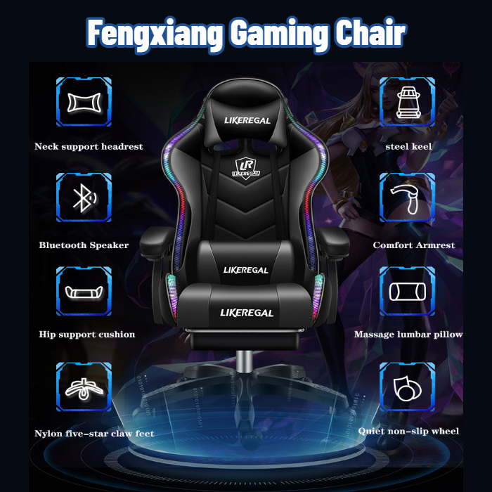 Cheap Boss Red And Black Pink PU Leather Silla Ergonomic Gamer Games Chair Racing Computer Gaming Office Chairs With Speakers