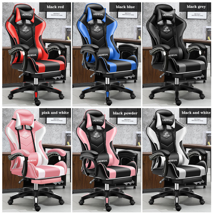 Cheap Boss Red And Black Pink PU Leather Silla Ergonomic Gamer Games Chair Racing Computer Gaming Office Chairs With Speakers