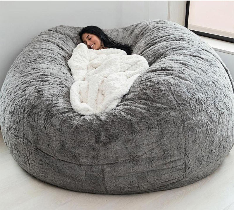 Bean Bag Cover Lazy Sofa Bed Top Selling Products 2022 Jumbo Leather Large Round Soft Fluffy Faux Fur Sponge Chinese Sofa CN;SHG