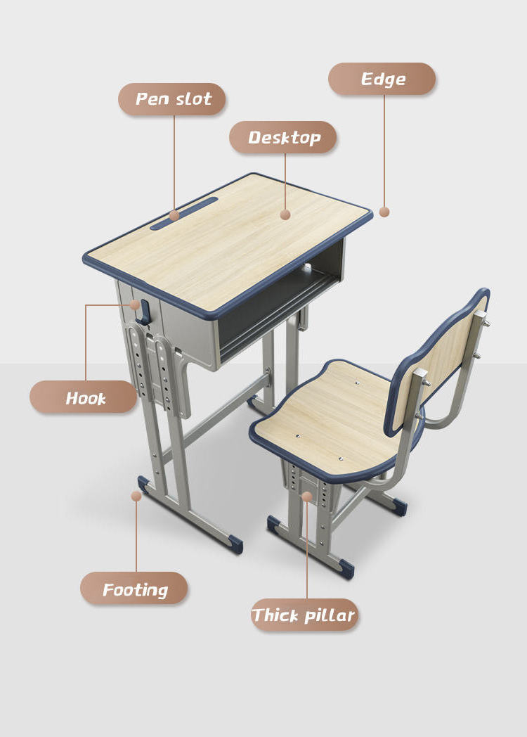 High Quality Primary Set Schools Cheap College Students Desks and Chairs Furniture Metal Modern School Table 10 Set School Bench