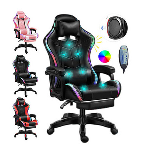 Factory Direct Sales Racing Swivel Computer 7 points massage Office Game Rgb Speaker Silla Gamer Gaming Chair With Footrest