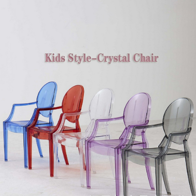 Hot selling high-quality transparent children's ghost chairs, colorful stacked acrylic children's party chairs, hotel chairs