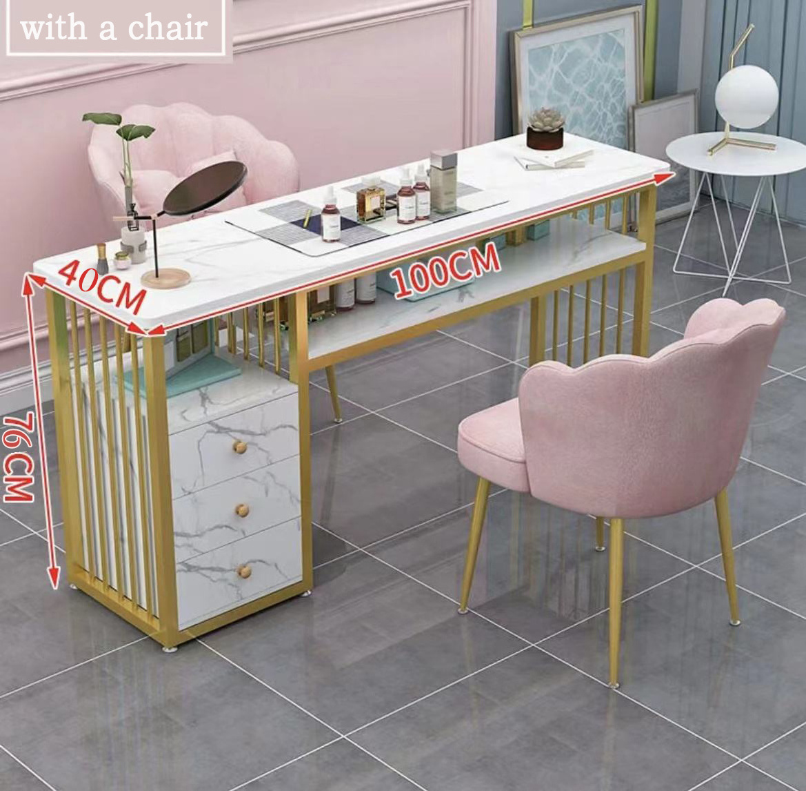 Fengxiang1987 Nice Nails Bar Station Salon Furniture Wood Nail Tables Nail Desk Manicure Table with Chair Modern Customized