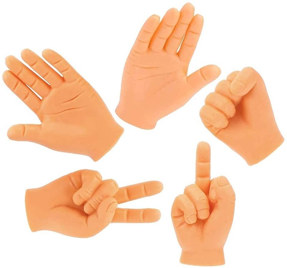 Tiny Hands Miniature Little Hands Finger Puppets Mini Finger Hands Rock-Paper-Scissors Yeah Middle Finger Fist