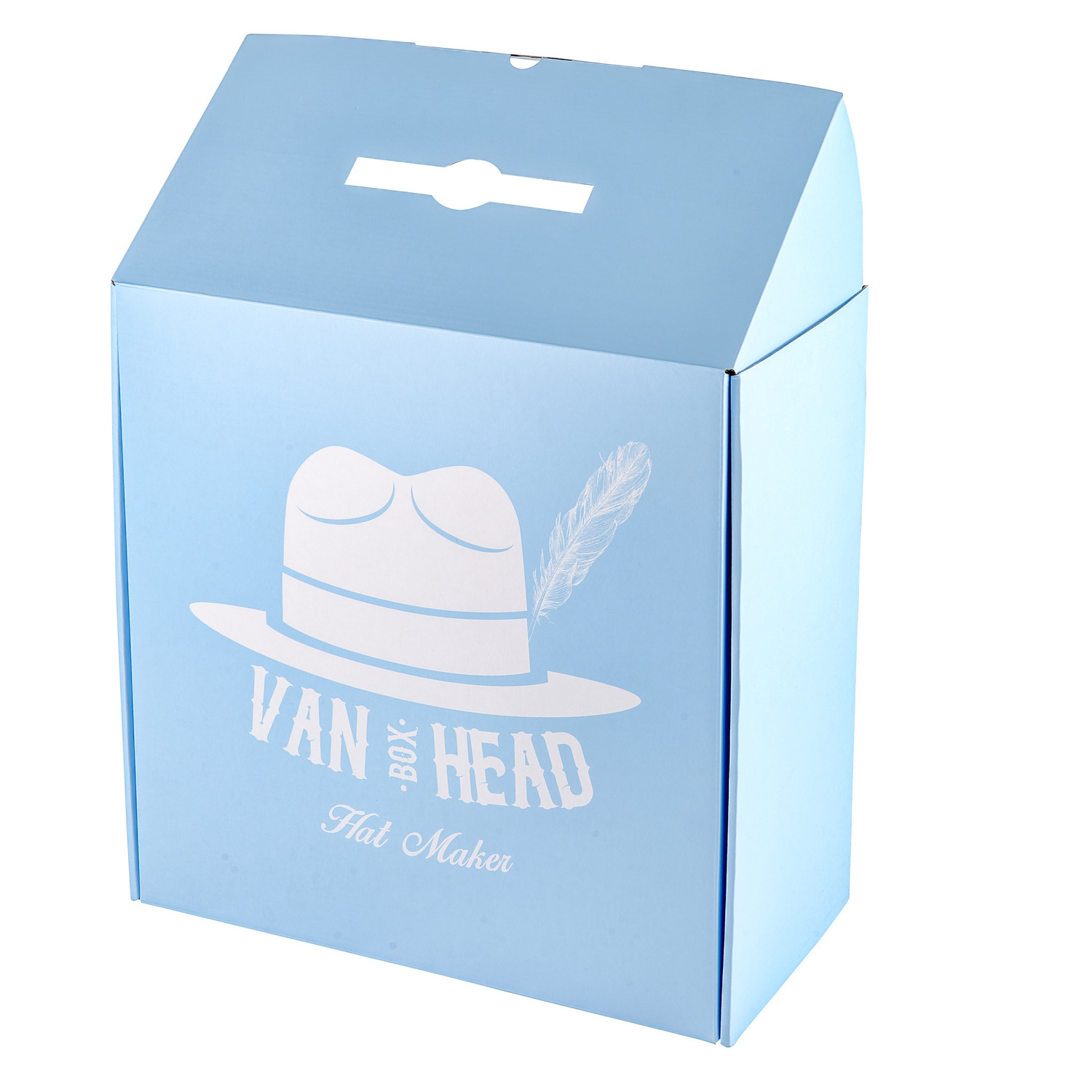 2024 Custom Luxury Blue Collapsible Corrugated Cardboard Hat Boxes with Handle for Packaging