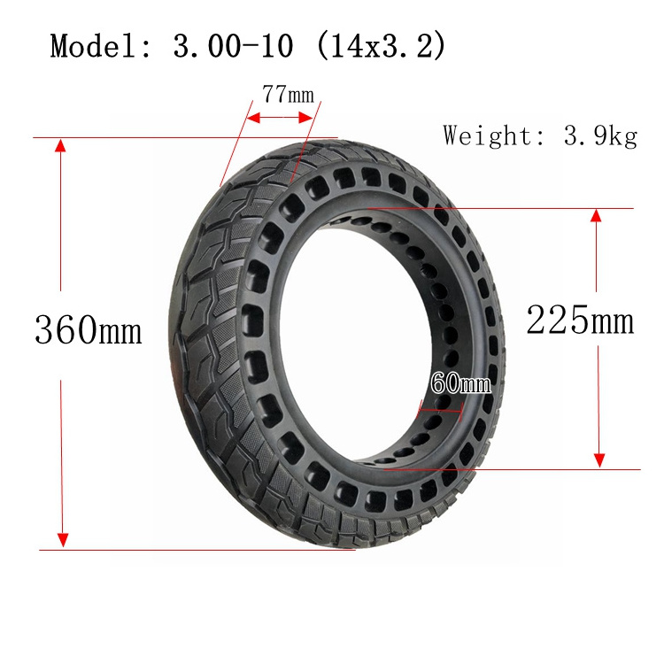 14 inch Solid Tyre Anti-explosion Tyre  3.00-10 (14x3.2) solid rubber tire for motorcycle