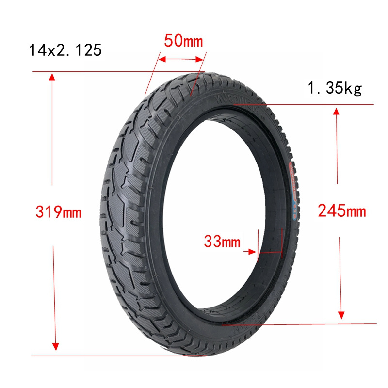 High quality RISINGSUN brand 14x2.125 solid tire 14 inch non pneumatic tire for electric scooter