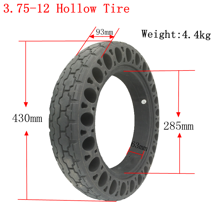 tyres and wheels 17 inch rubber solid 3.75-12 Hollow explosionproof tubeless for Tricycle Express car