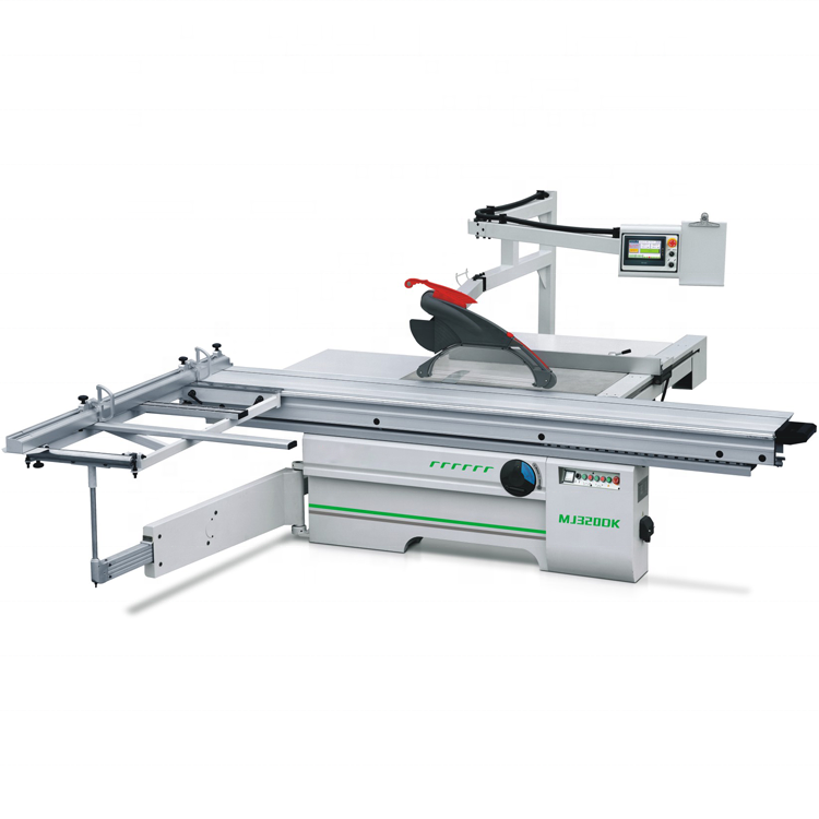 MJ320DK Auto Woodworking Machinery Double Saw Blades 45 90 degrees 3200mm CNC Sliding Table Panel Saw