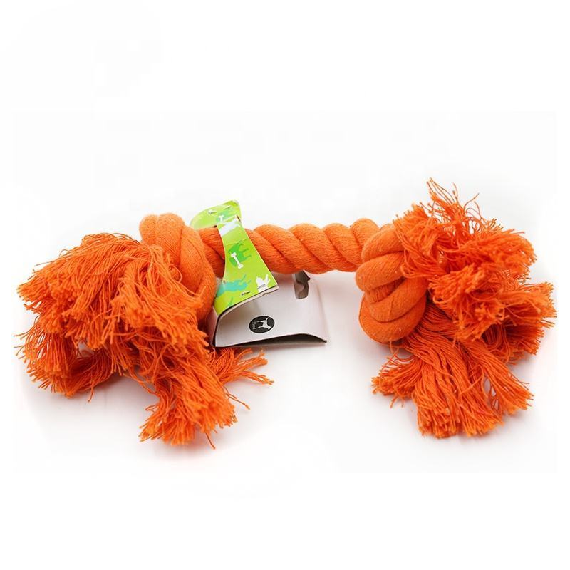 Pet Dog Puppy Double Knot Chew Rope Knot Toys Clean Teeth Durable Braided Bone Rope Pet Molar Toy Pet Supplies Random Color