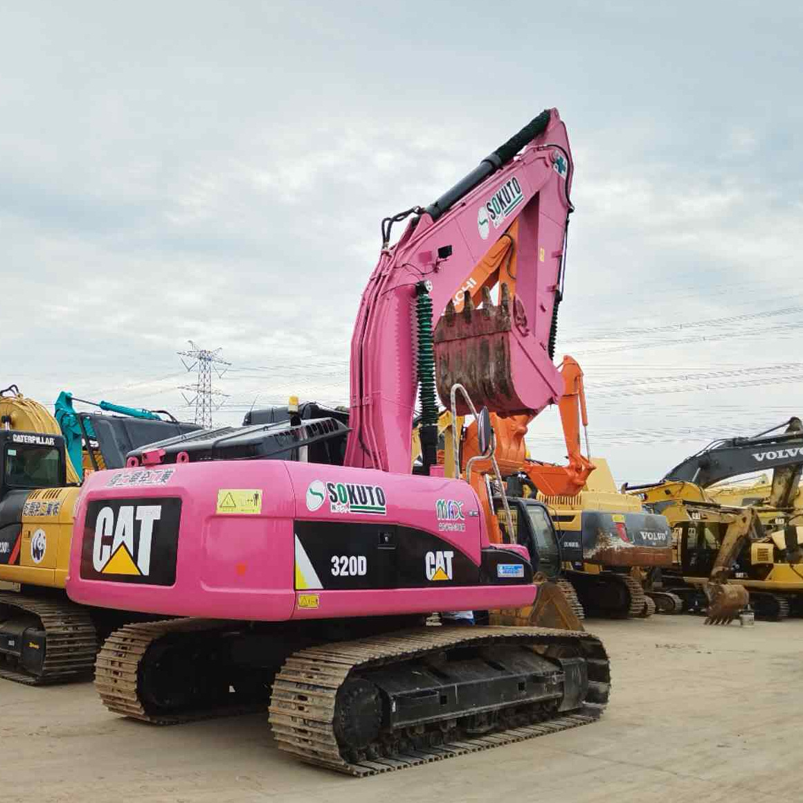 Used pink caterpillar 320d mechanical crawler excavator 20ton / earthmoving used japan original cat 320 323 325  digger for sale