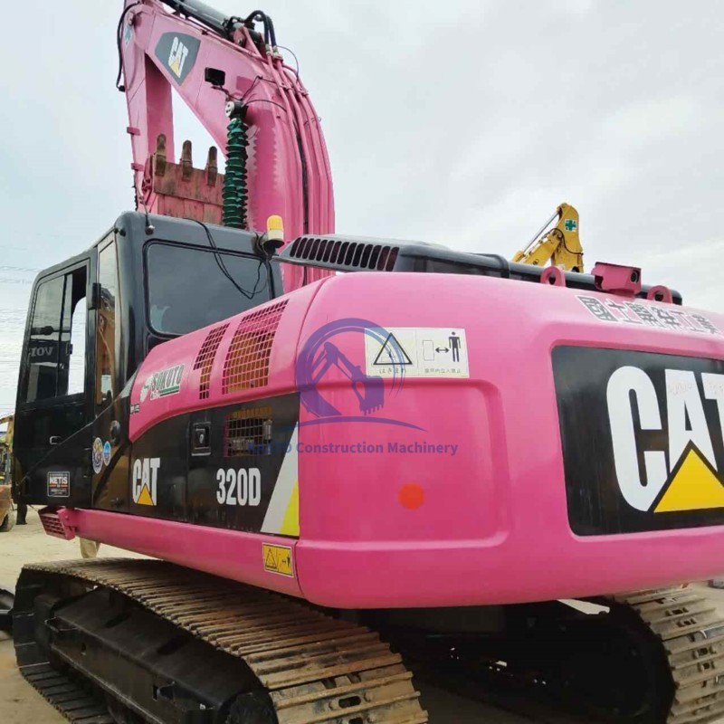 Used pink caterpillar 320d mechanical crawler excavator 20ton / earthmoving used japan original cat 320 323 325  digger for sale