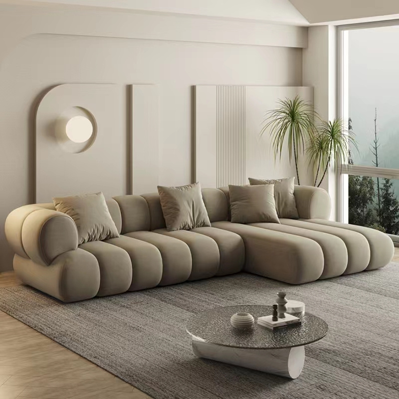 Modern Clean Style Living Room Sectional Sofa Set Furniture  Tuffted High Quality L Shape Fabric Sofa