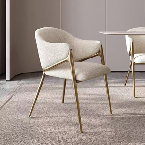 luxury dining chairs  Golden Stainless Steel Velvet Cream Boucle Banquet Dressing Dining Room Chairs