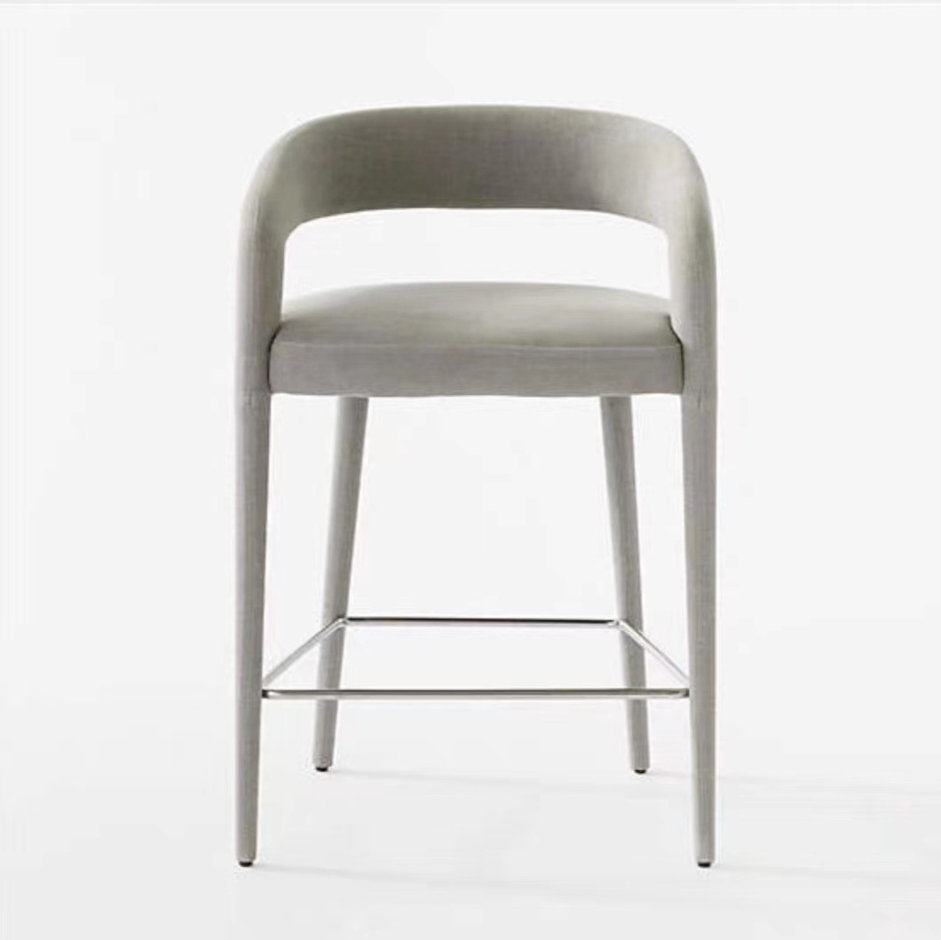 Modern Bar stool high stool wrought iron household backrest high-end stool Nordic minimalist bar chair high chair