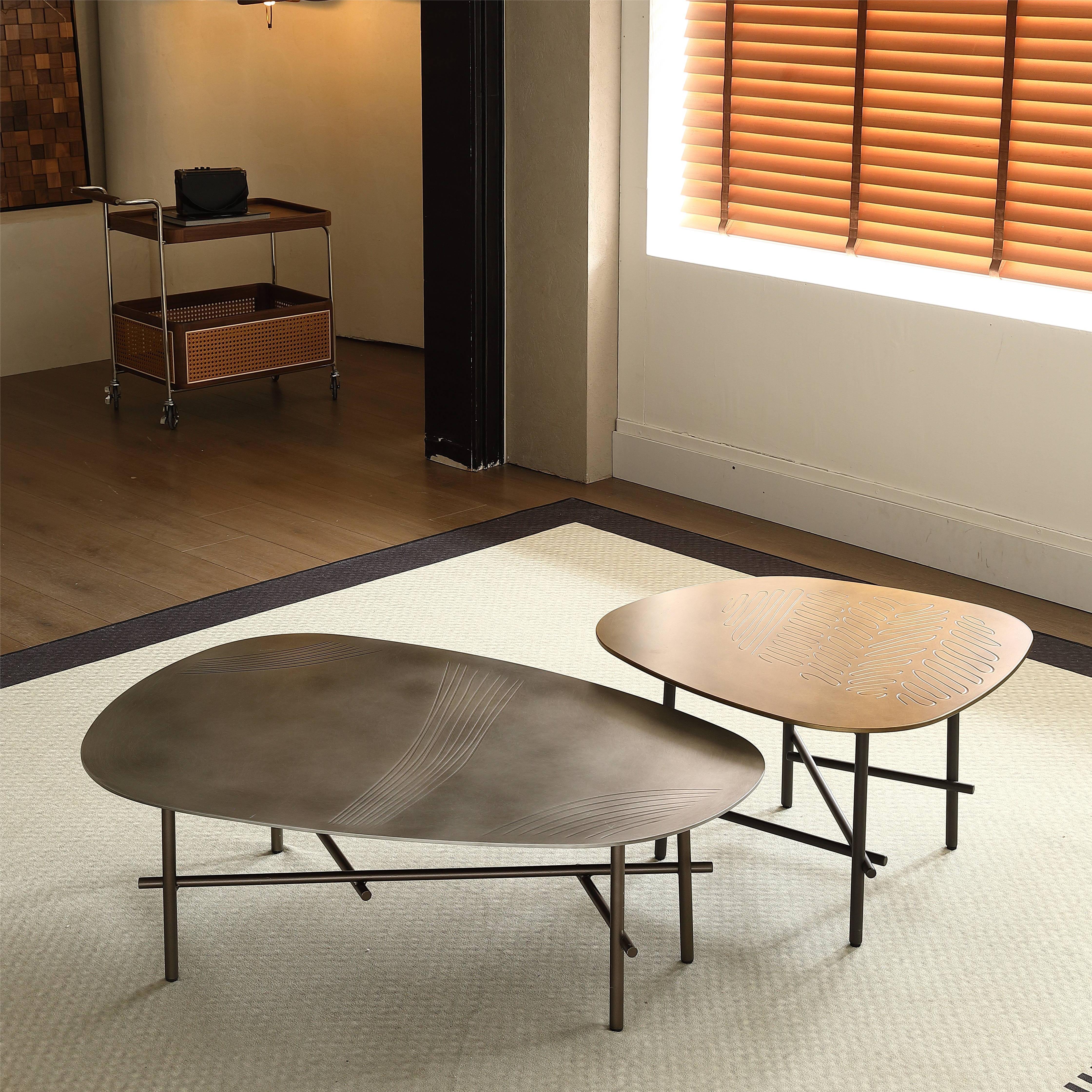 Modern Metal Coffee Table Living Room Furniture High Quality Simple Design High and Low Coffee Table Sets