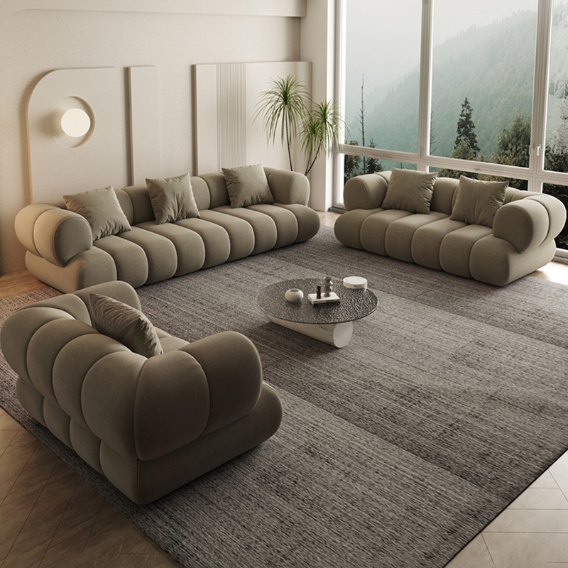 Modern Clean Style Living Room Sectional Sofa Set Furniture  Tuffted High Quality L Shape Fabric Sofa