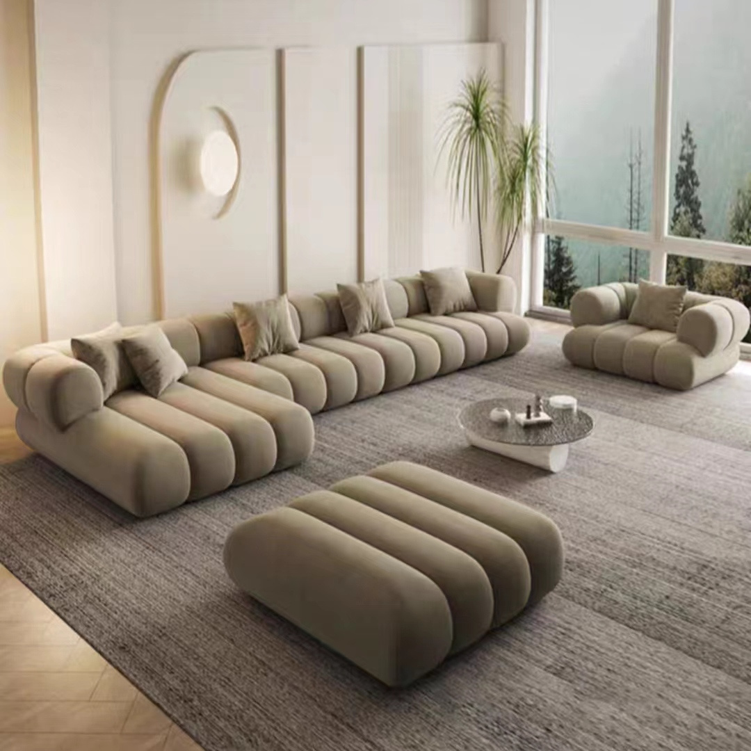 Modern Clean Style Living Room Sectional Sofa Set Furniture  Tuffted High Quality L Shape Fabric Sofa