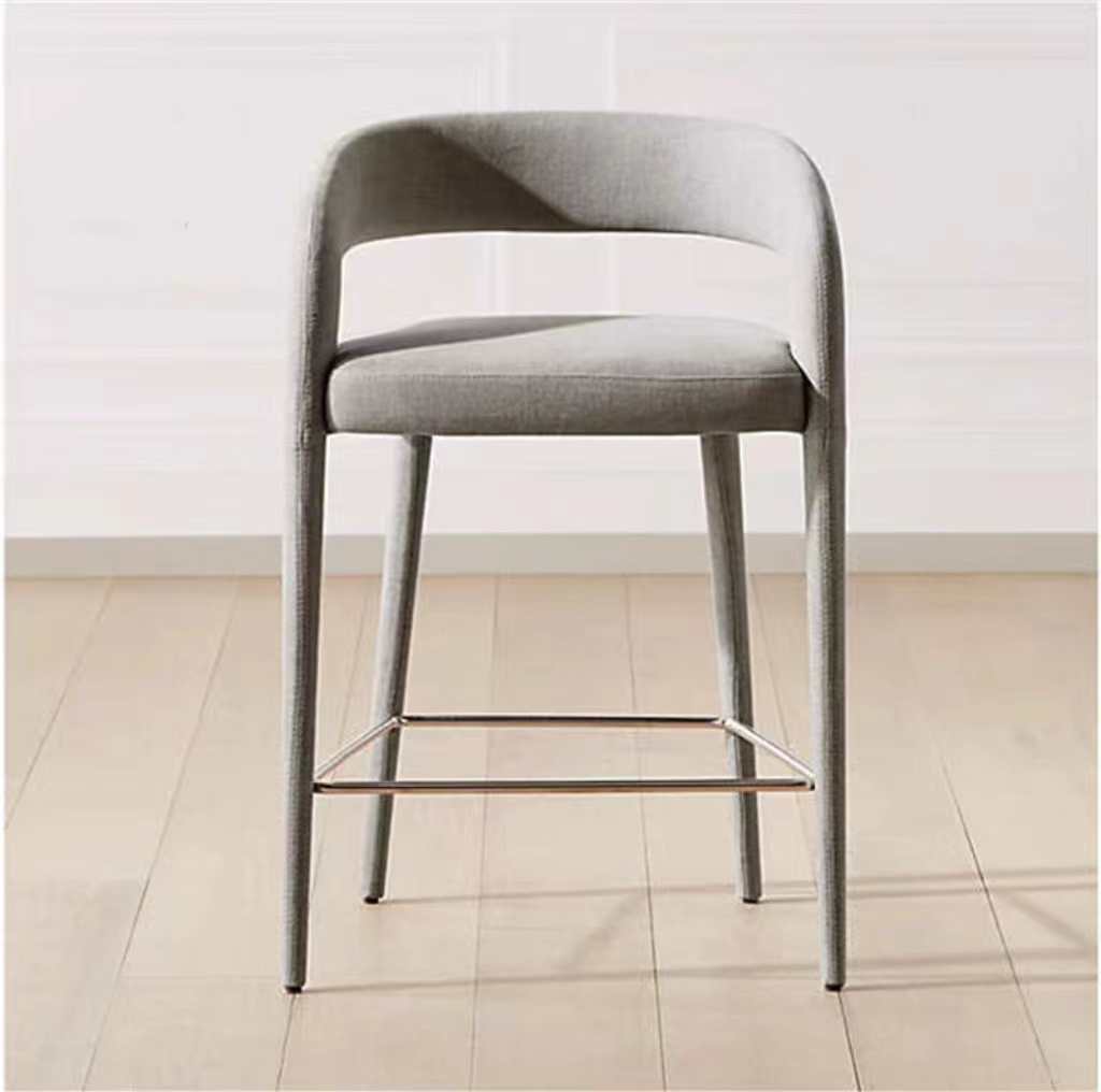 Modern Bar stool high stool wrought iron household backrest high-end stool Nordic minimalist bar chair high chair