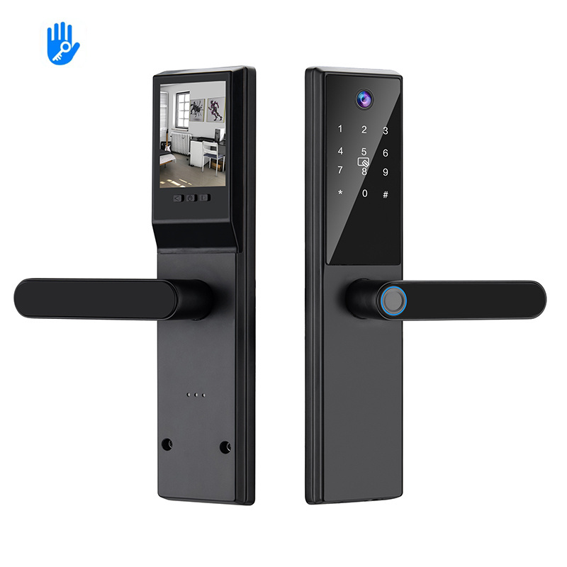 Hot selling Tuya digital electronic smart door lock Indoor with Biometric Camera fingerprint smart card password key unlock