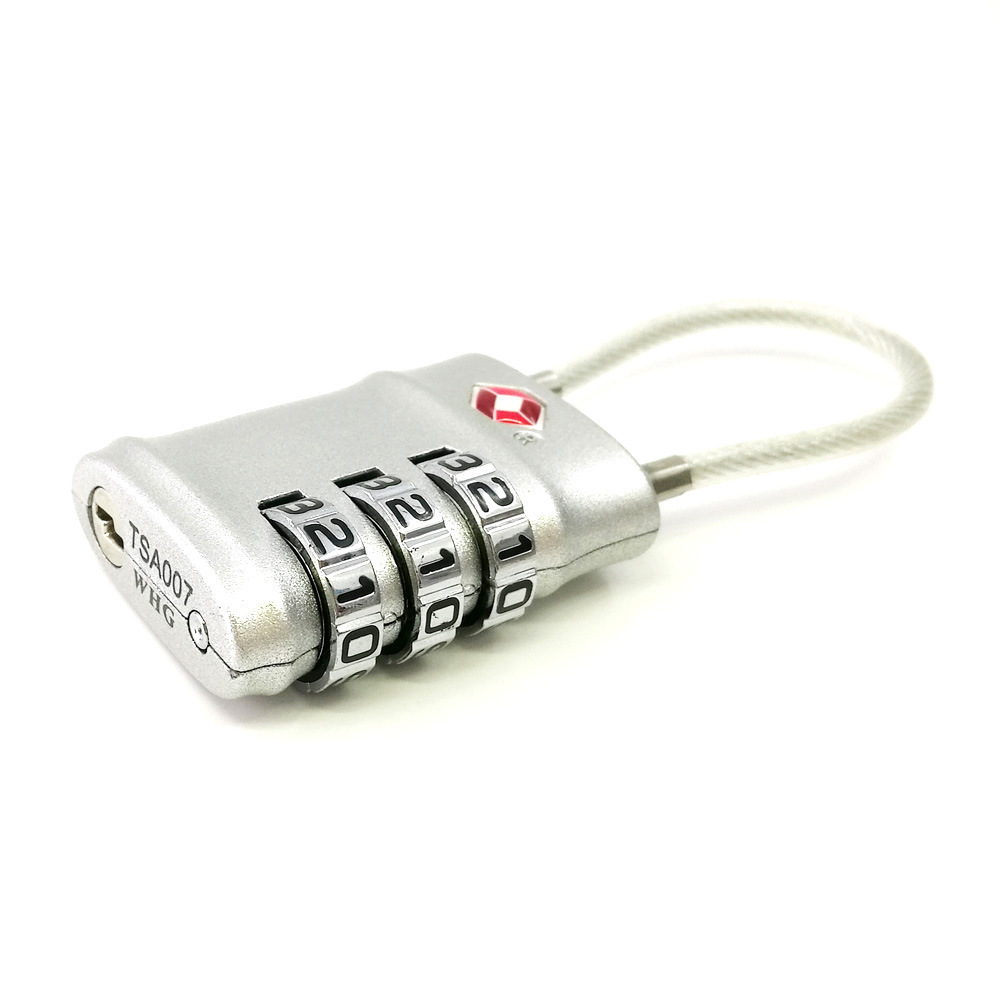 High Quality 3 Digit Zinc Alloy Suitcase Wire Cable Stainless  Combination Lock Tsa Locks For Luggage Lock