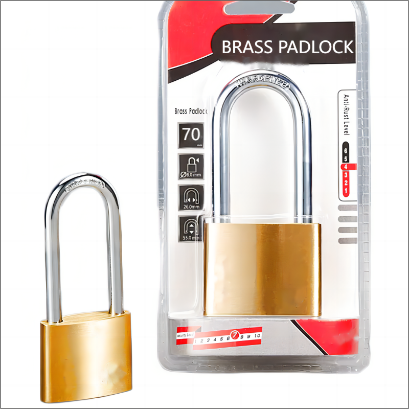 70MM High Quality  Heavry Duty Long Shackle Removable Cylinder Safety Lockout 70mm Rectangular Brass Padlock