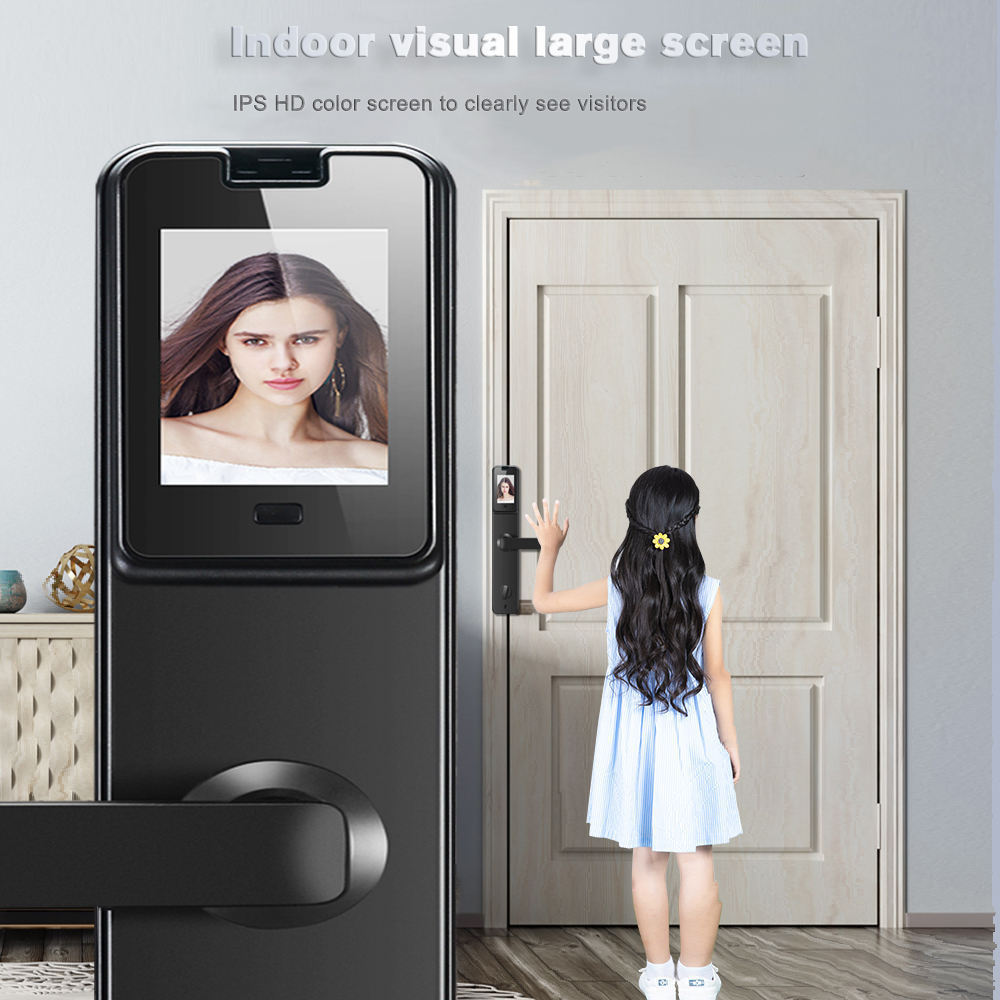 Semi automatic household high-definition visible cat eye anti-theft door peephole camera Lock Wifi APP Fingerprint Smart Lock