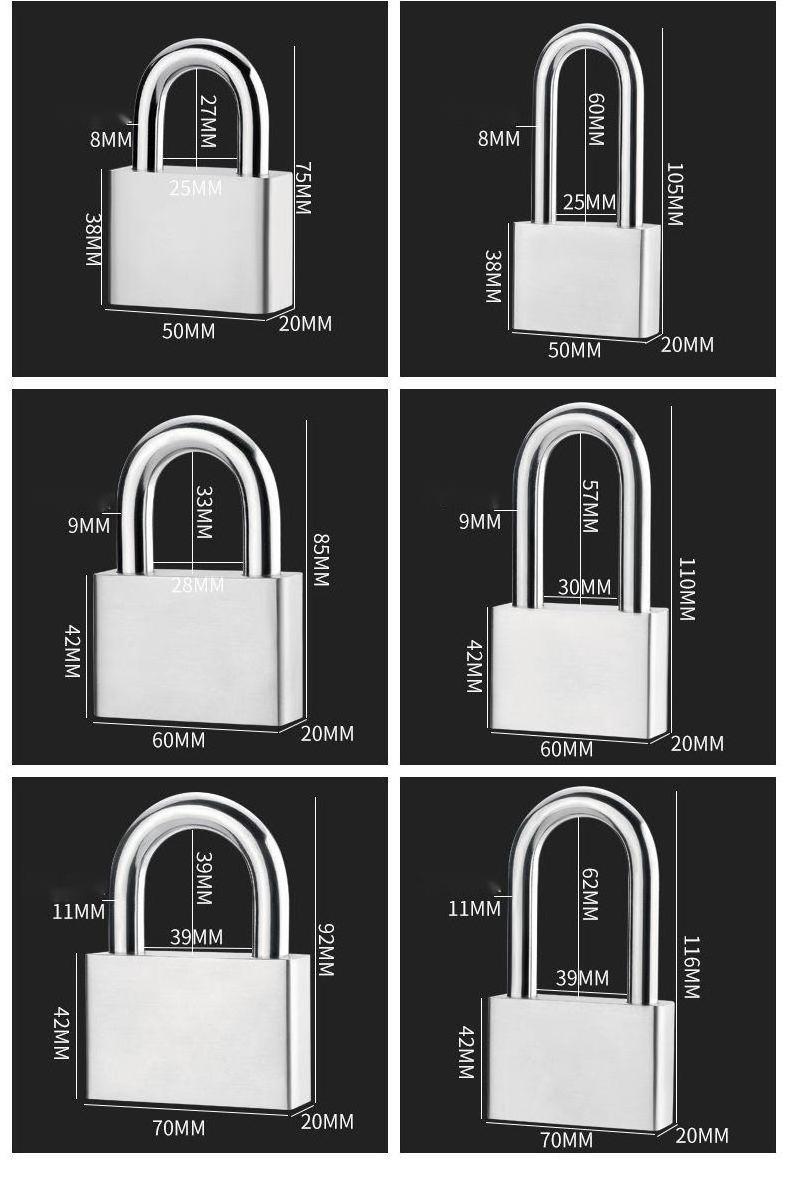 40mm Square Locks Candado Top Security Pad Lock Candados Silver Ball Valve Padlocks 304 Stainless Steel anti theft padlock