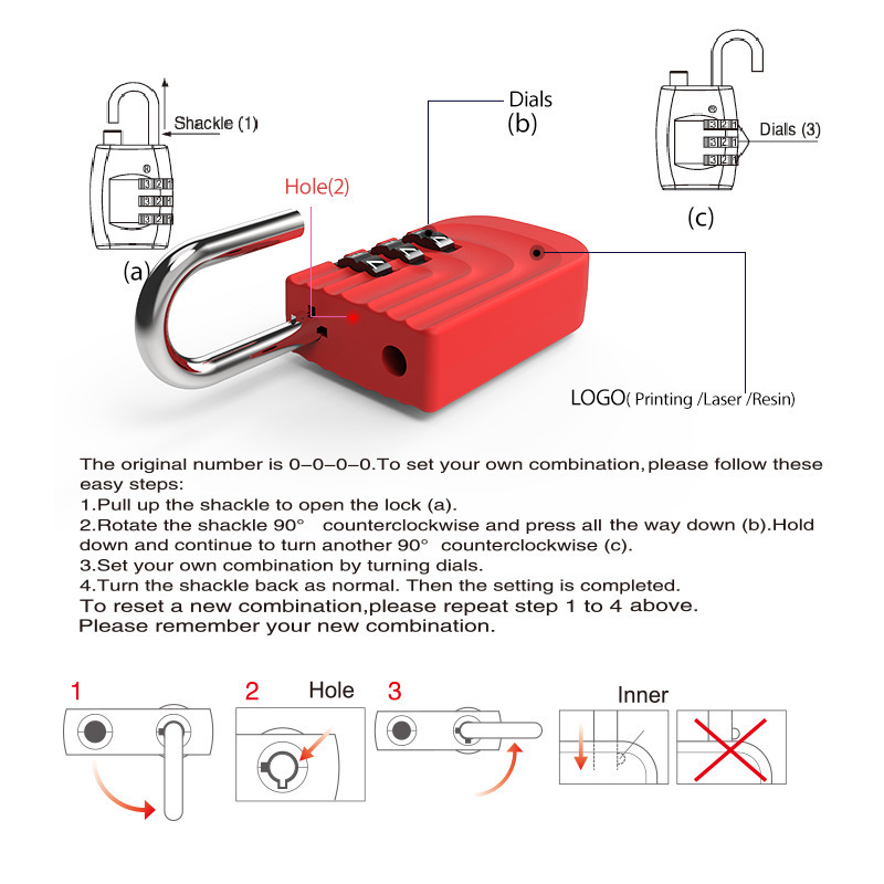 Wholesale customized 3 Dial Digit Number Code Password Padlock Security Travel Safe Luggage Lock Combination Lock Mini bag lock