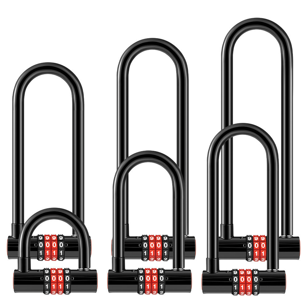 High quality Anti-theft key safe Waterproof U Shaped password Bike Lock Combination Bicycle Lock