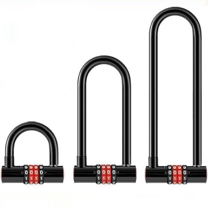 High quality Anti-theft key safe Waterproof U Shaped password Bike Lock Combination Bicycle Lock