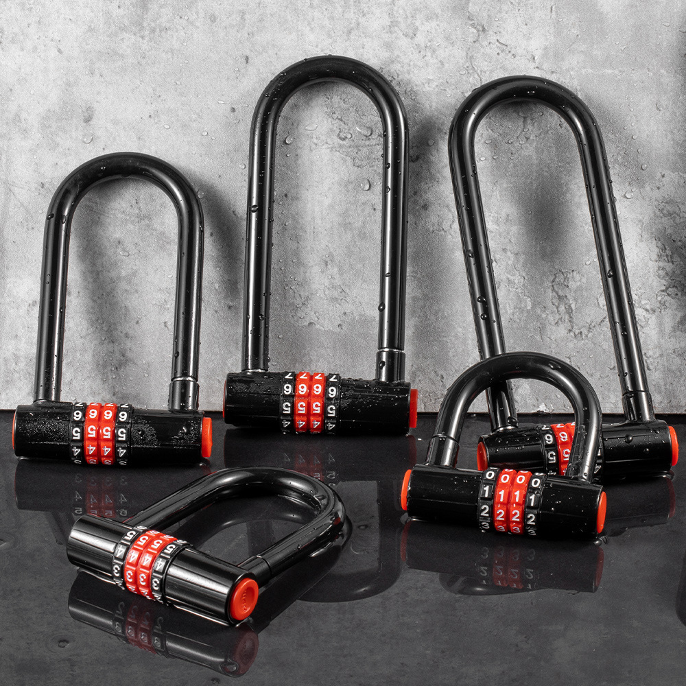 High quality Anti-theft key safe Waterproof U Shaped password Bike Lock Combination Bicycle Lock