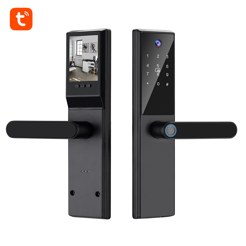 Hot selling Tuya digital electronic smart door lock Indoor with Biometric Camera fingerprint smart card password key unlock