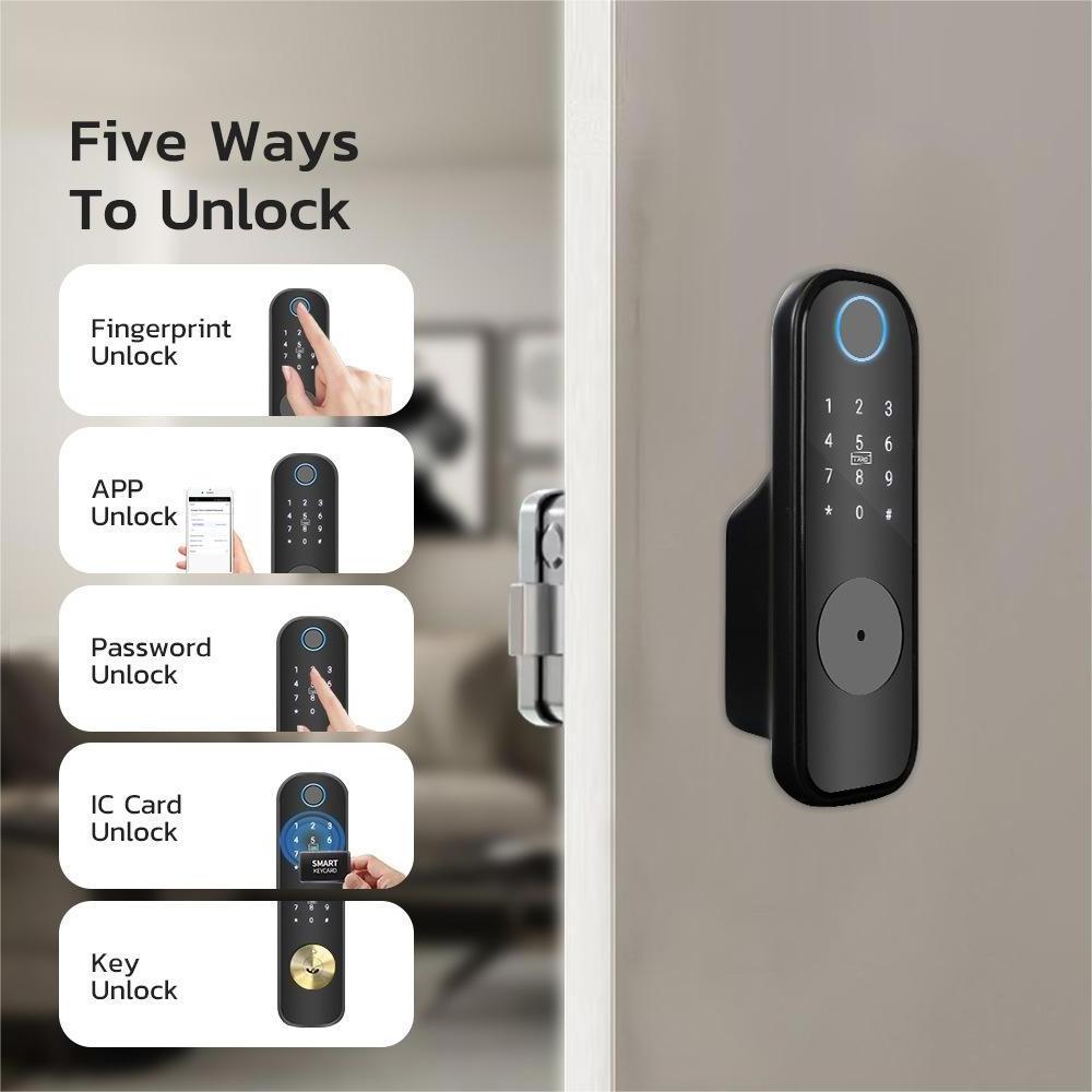 IP66 Waterproof Digital Intelligent Main Gate Home Yard Smart Biometric Fingerprint Security Rim Lock